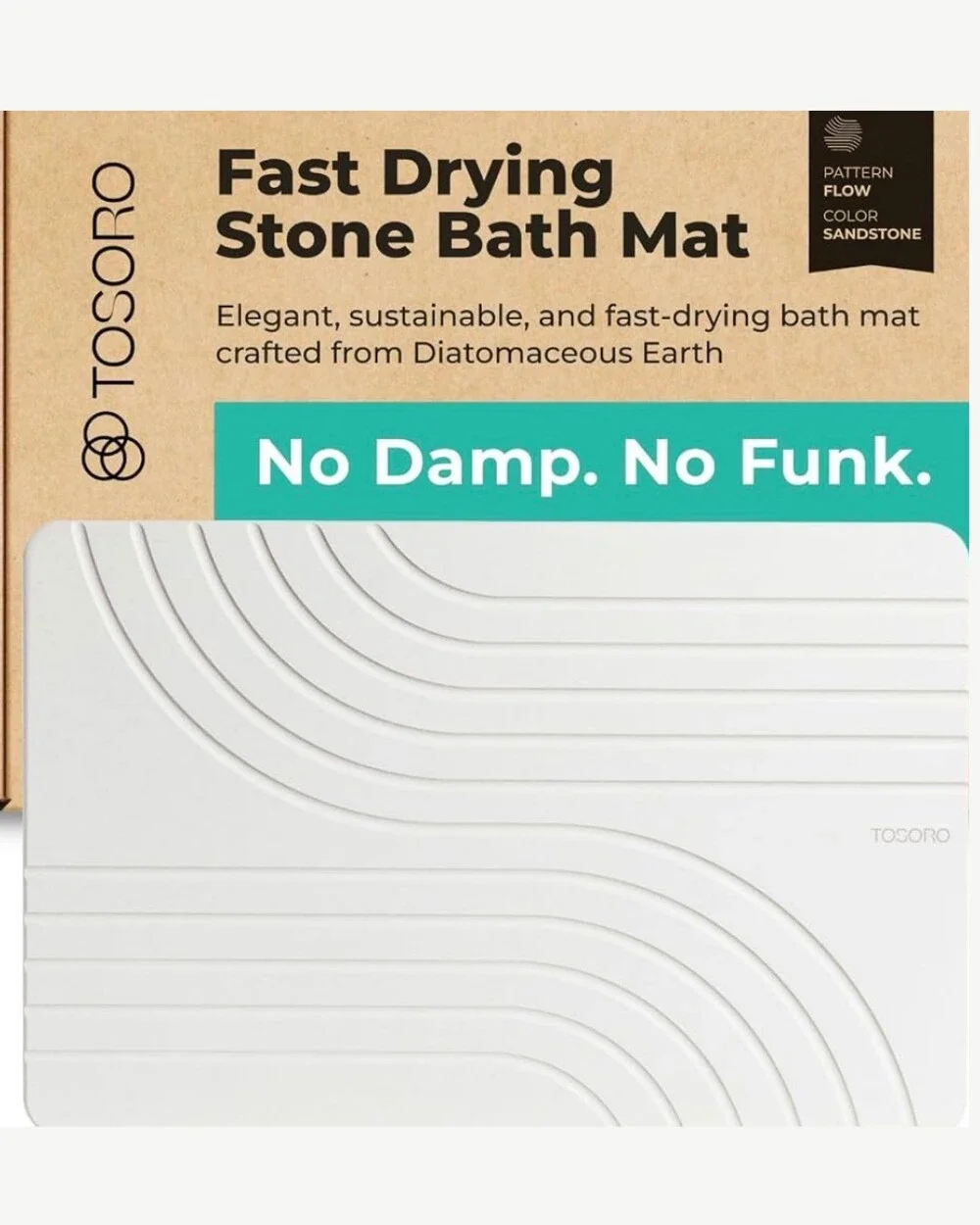 TOSORO Stone Bath Mat Flow Sandstone 23.5